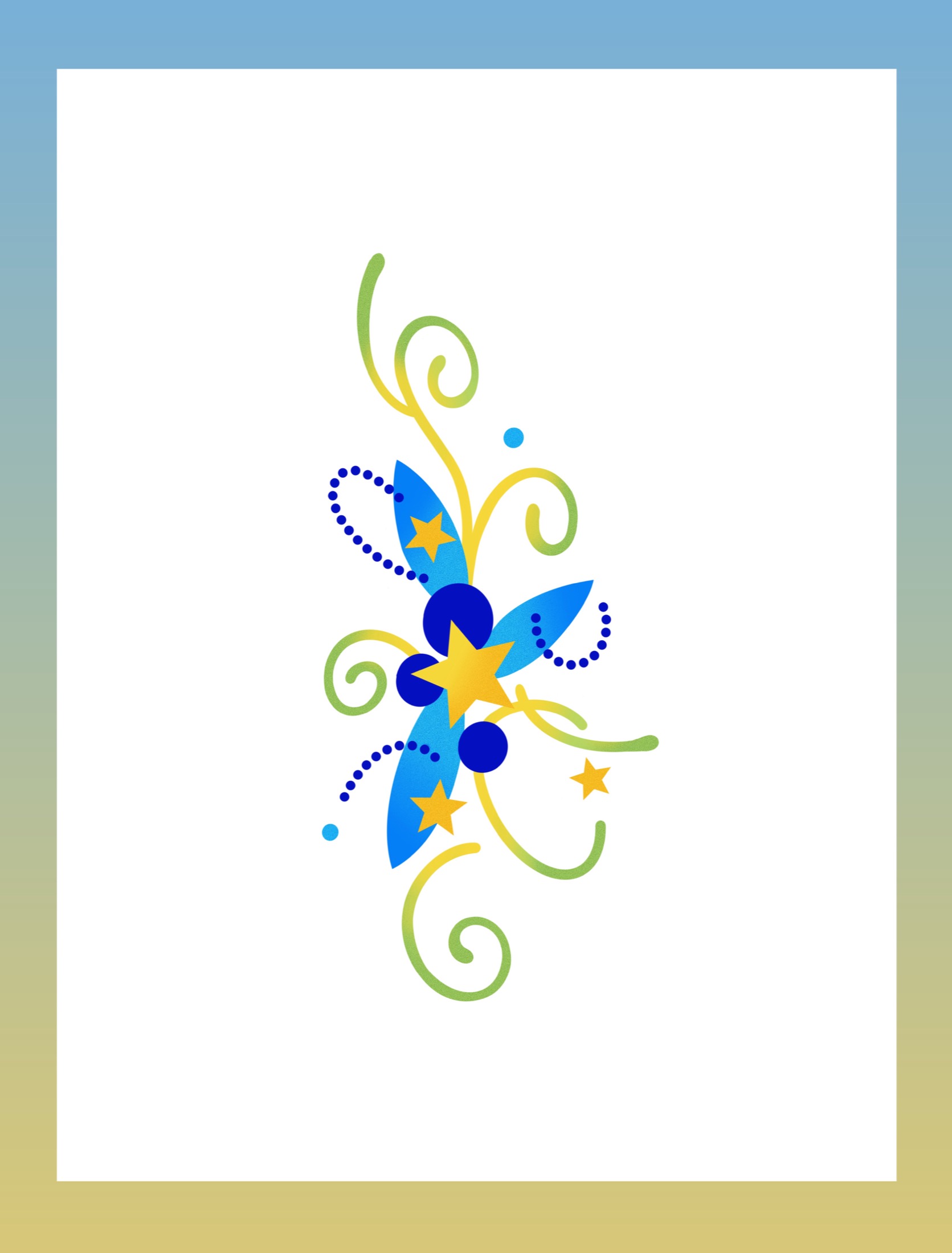 Blue star and vine tattoo flash